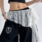 Irregular Lace Layered Apron Skirt