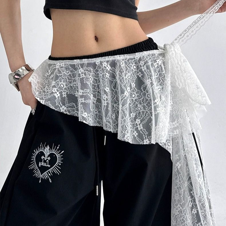 Irregular Lace Layered Apron Skirt