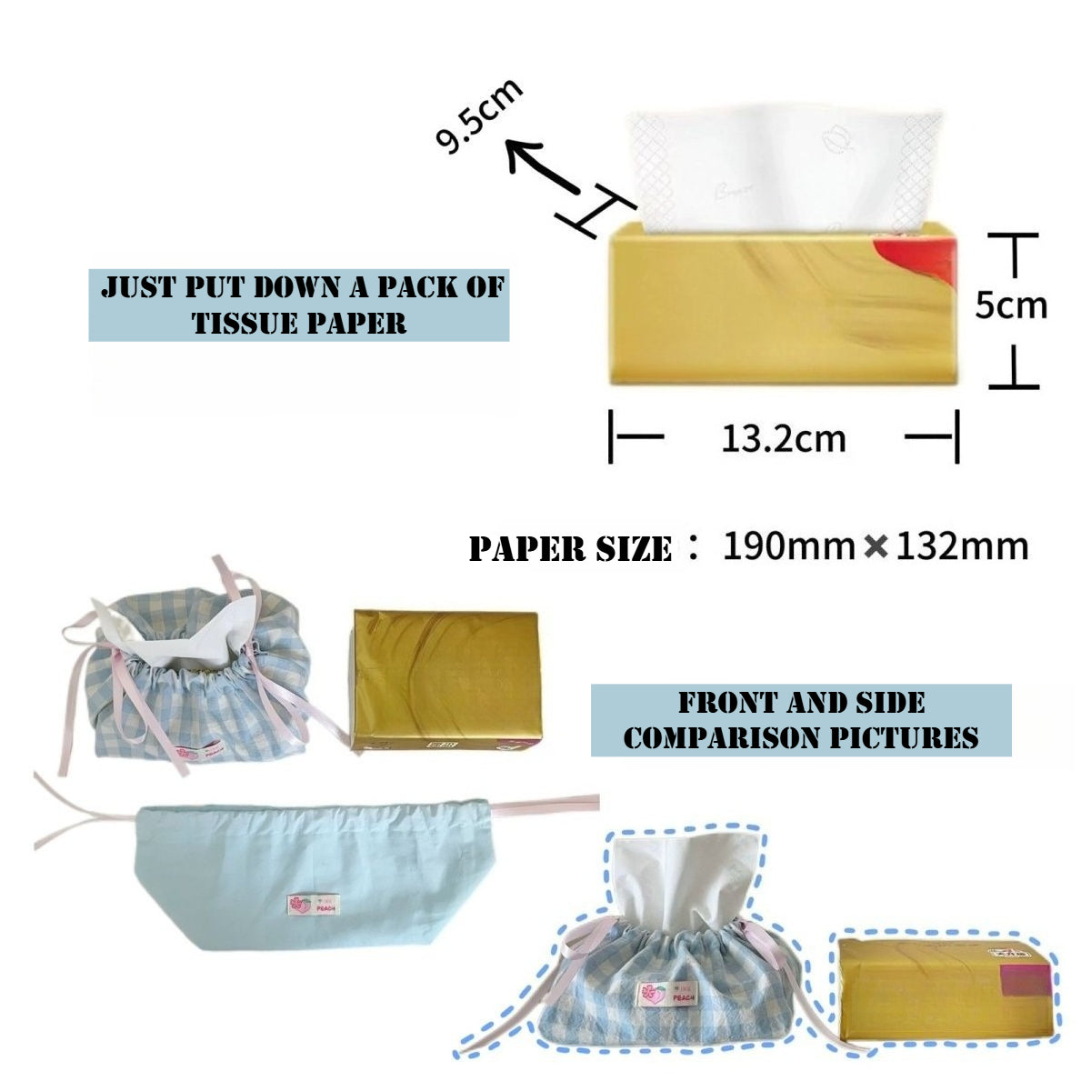 Drawstring Tissue Storage Bag
