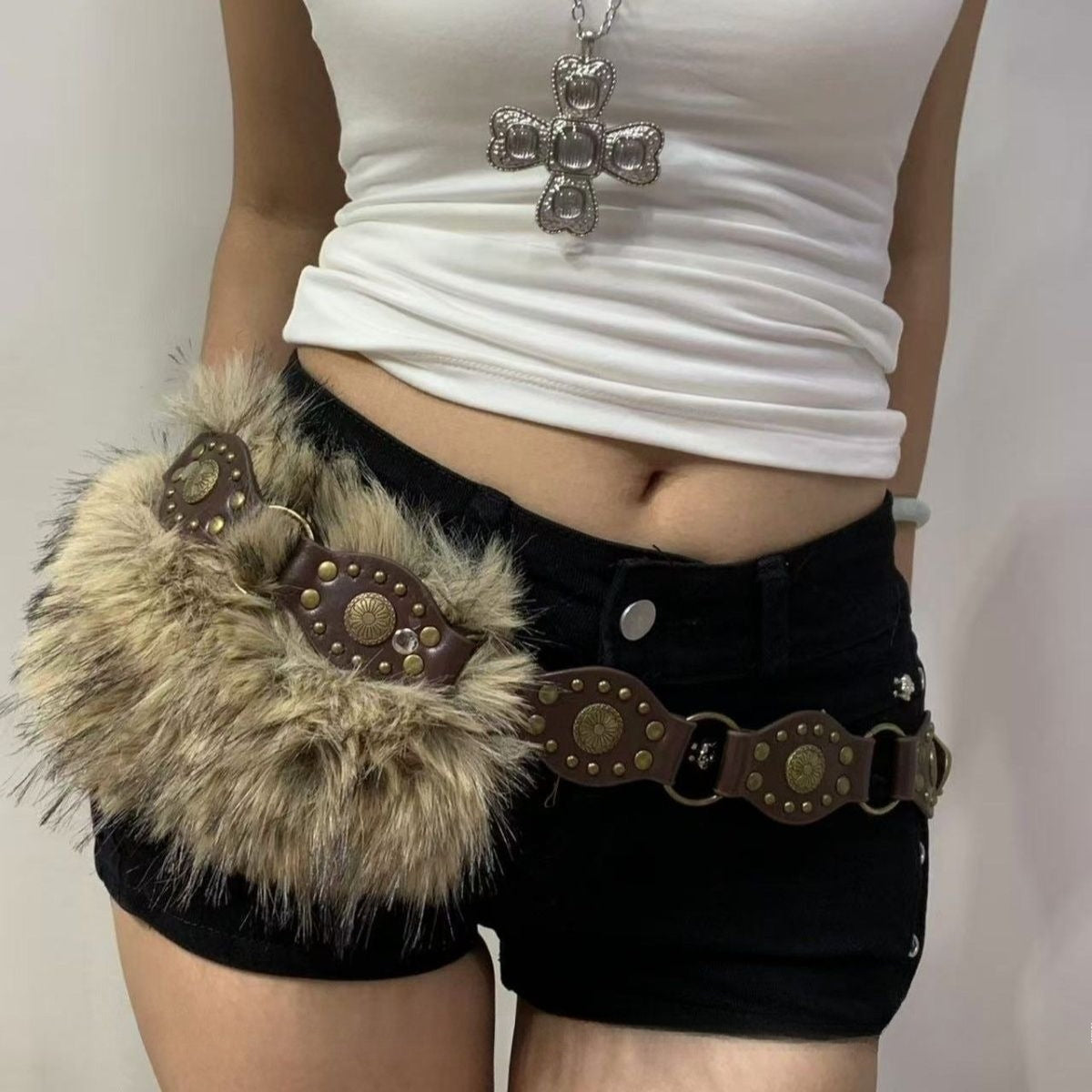 Punk Rivet Plush Belt