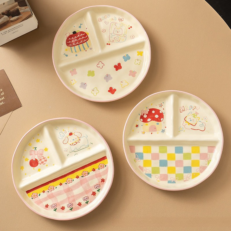 Cartoon Ceramic Grid Plate - Modomu