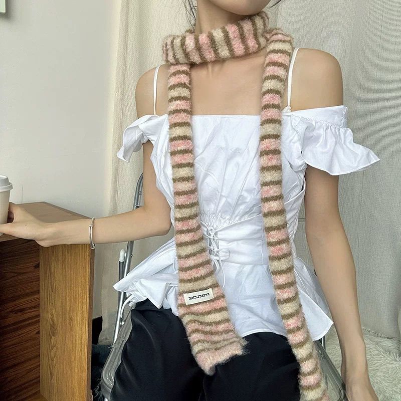 Striped Long Decorative Scarf - Modomu
