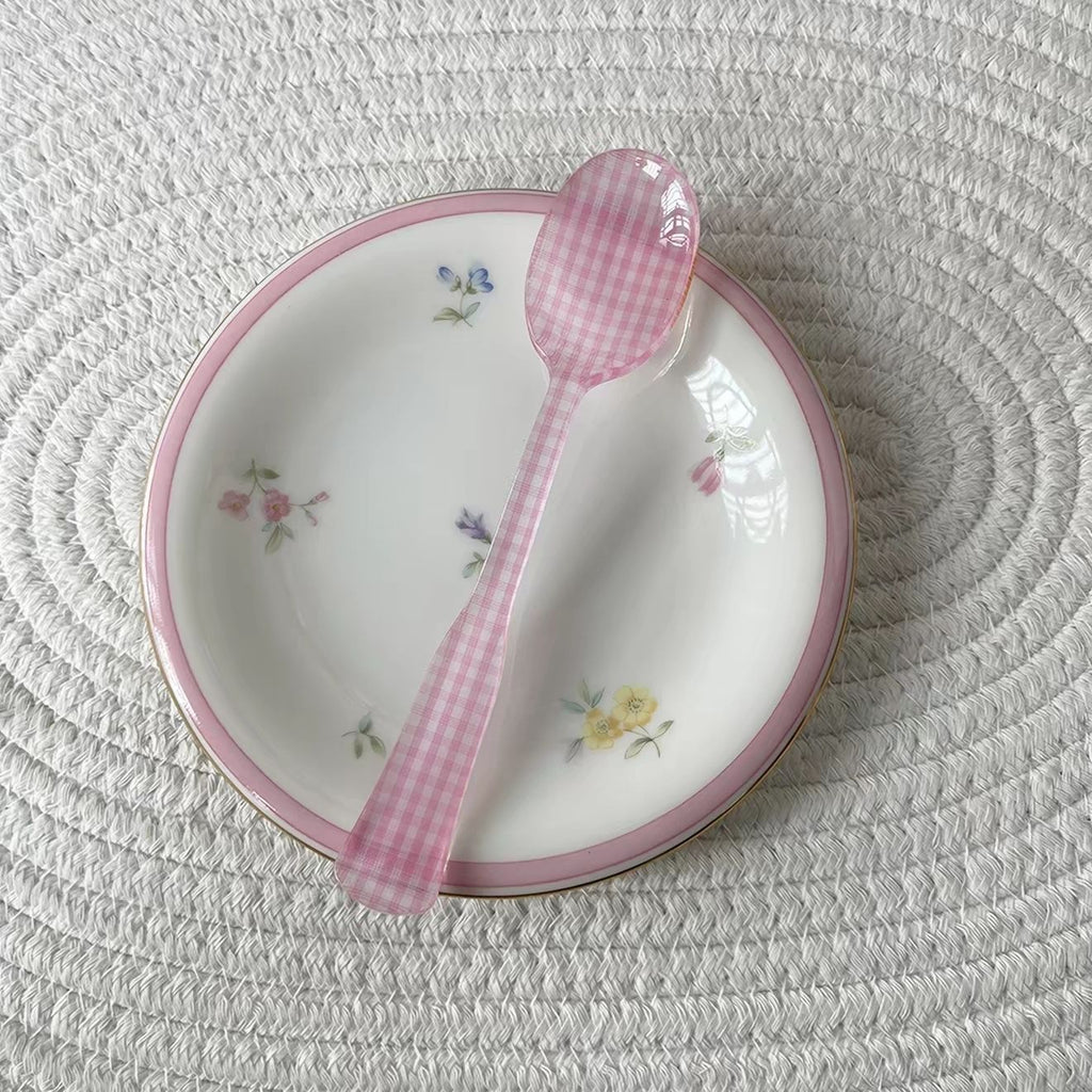 Gingham Check Acrylic Dessert Cutlery