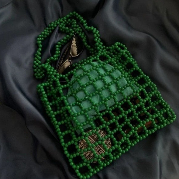 Hollow Beaded Shoulder Bag