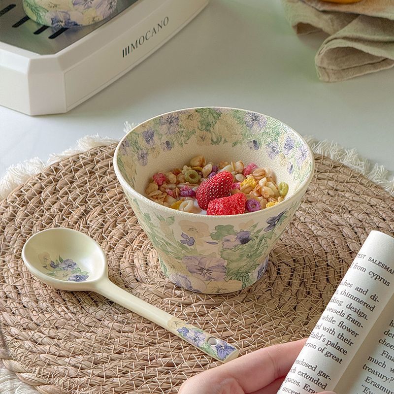 Pansy Print Conical Rice Bowl