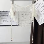 Beaded Hollow Knit Triangle Scarf - Modomu
