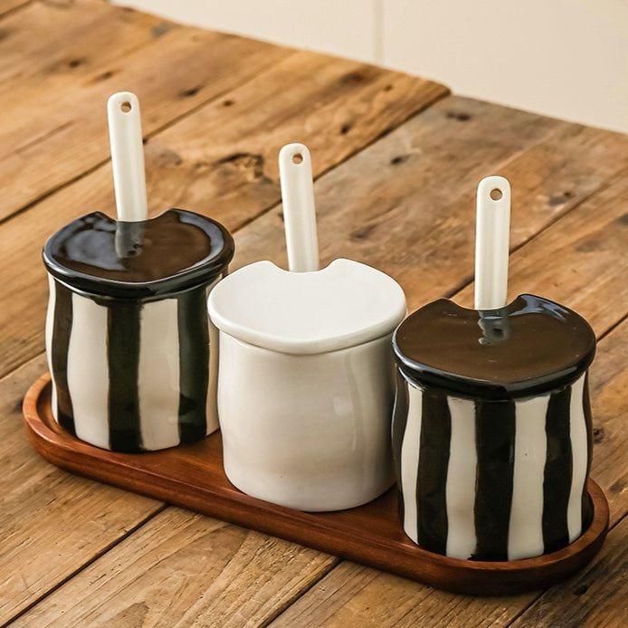 Striped Ceramic Seasoning Jar Set - Modomu
