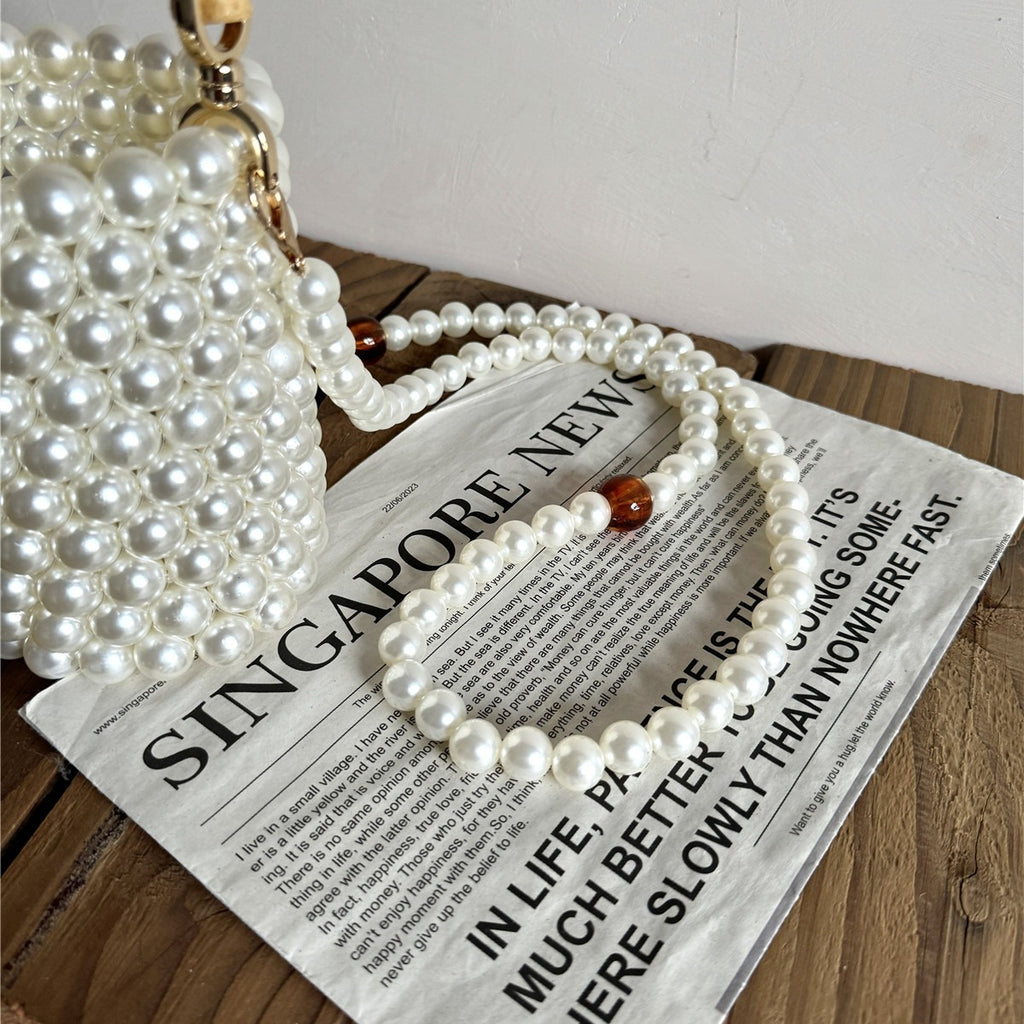 Bamboo Pearl Beaded Bucket Bag