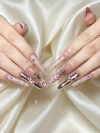 Pink Leopard Chrome Press-On Nails