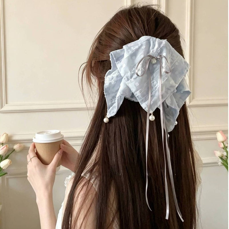 Watercolour Bow Ponytail Clip