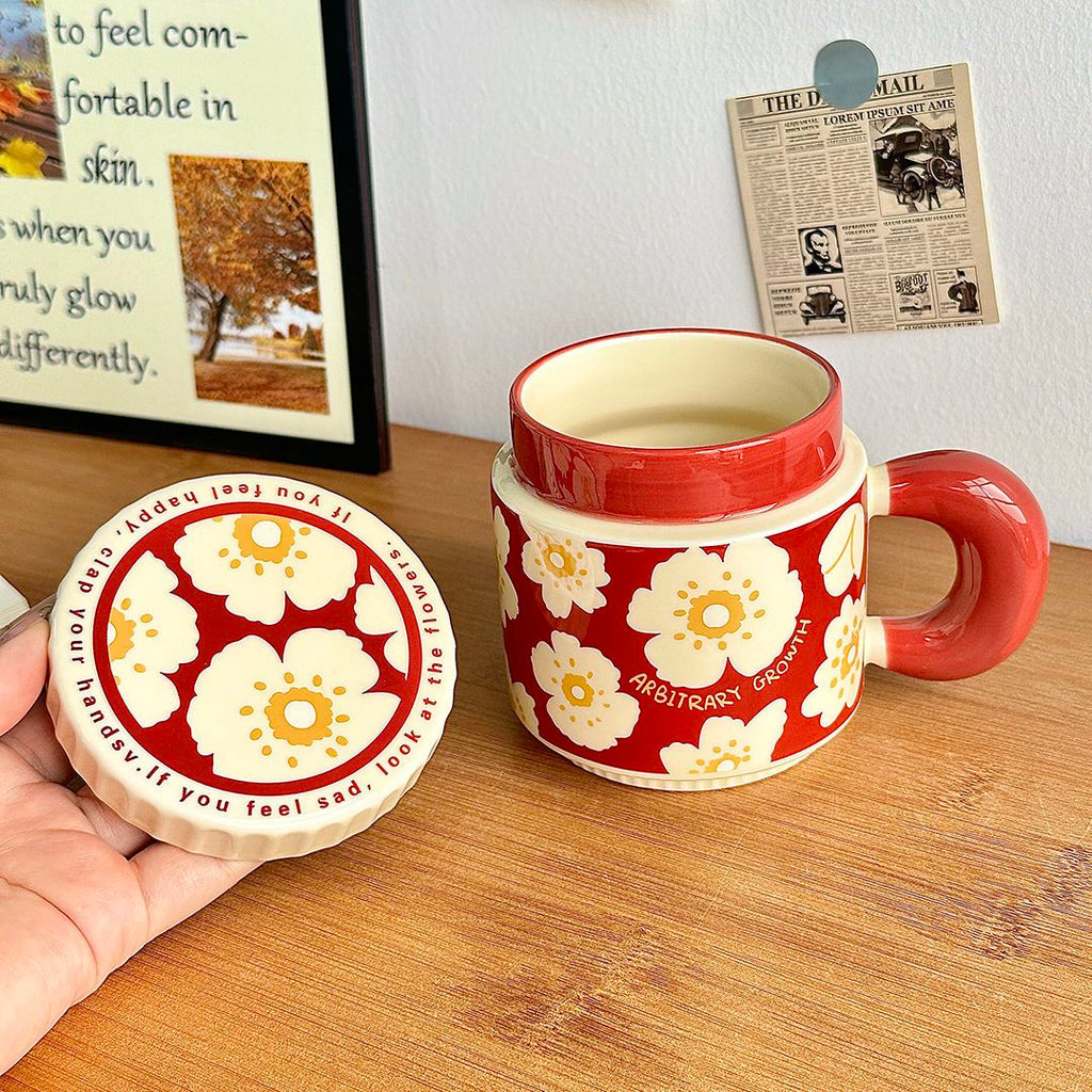Retro Lidded Ceramic Mug
