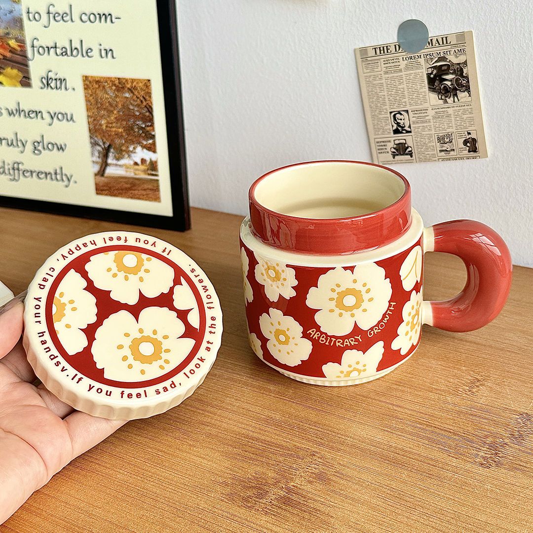 Retro Lidded Ceramic Mug