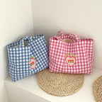 Plaid Canvas Shoulder Tote