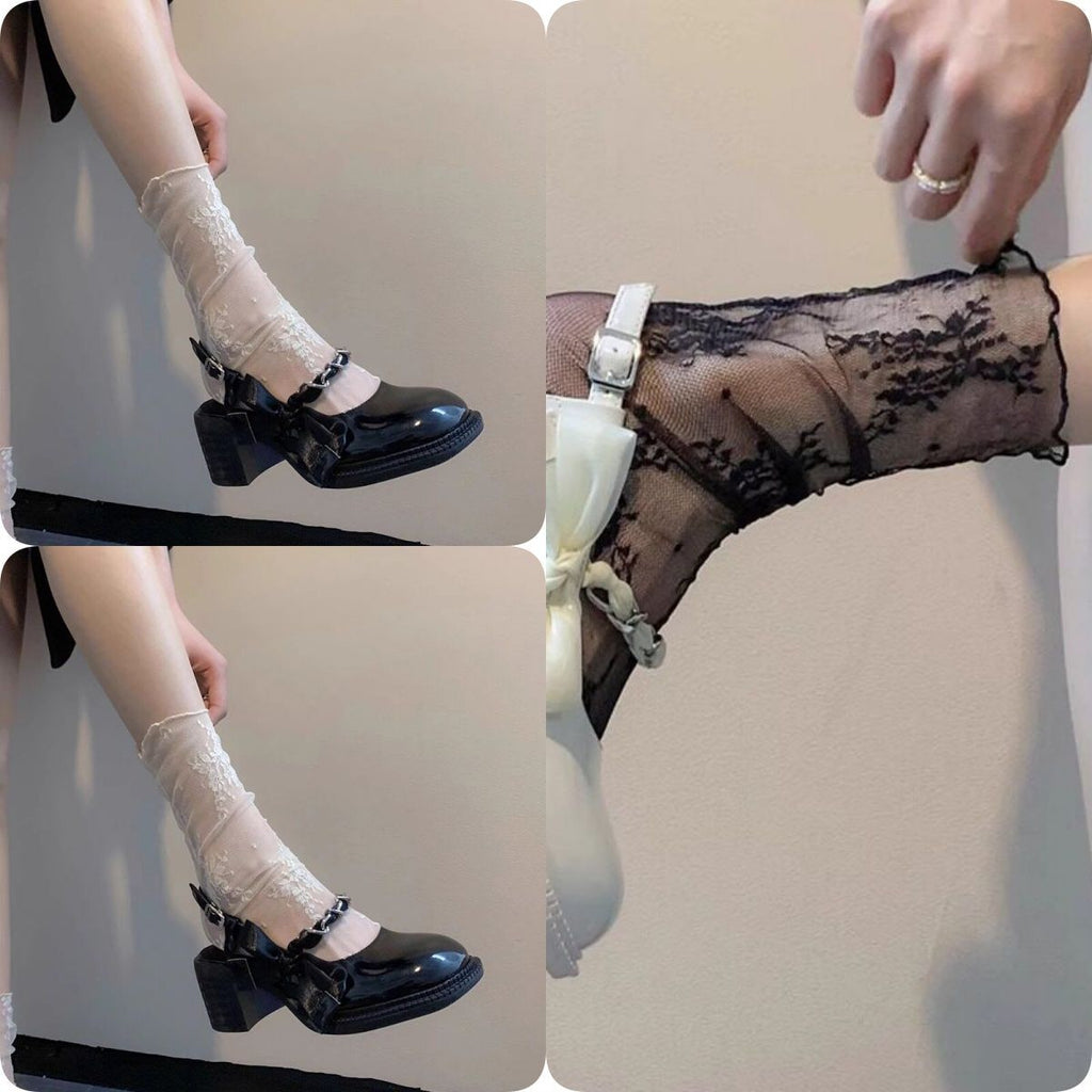 Frilled Sheer Mesh Ankle Socks