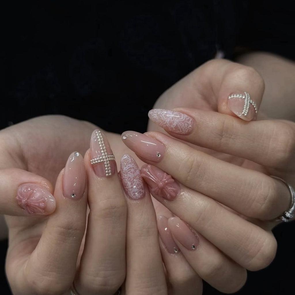 Blush Cross Press-On Nails