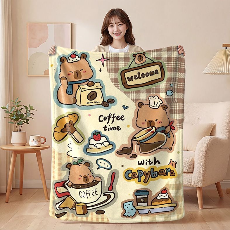 Capybara Cafe Flannel Blanket