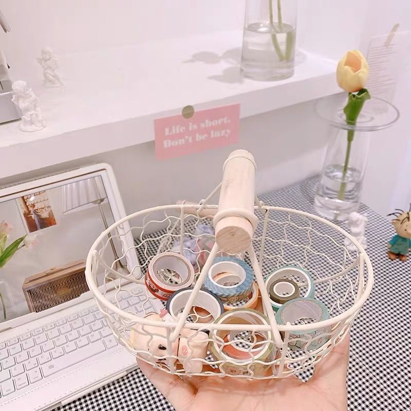 Wire Storage Basket with Handle
