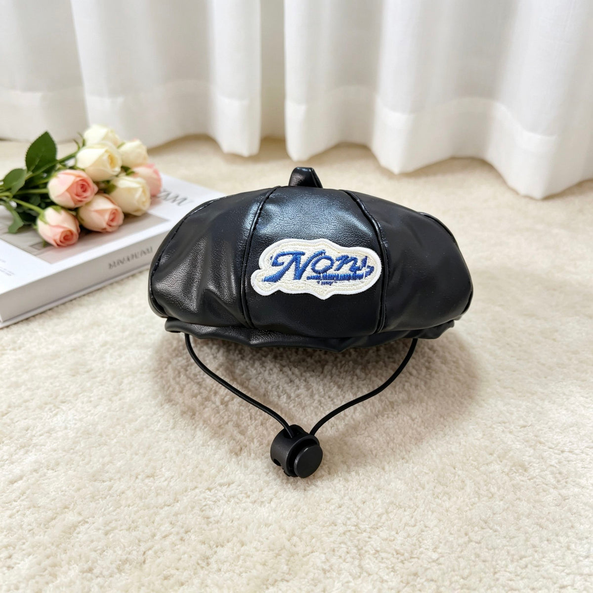 Faux Leather Pet Beret Hat