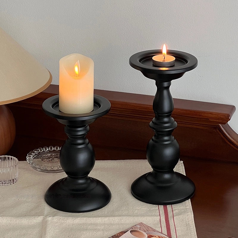 Retro Black Wrought Iron Candle Holder