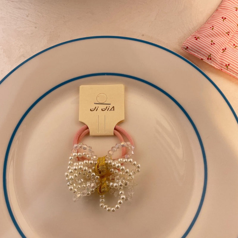 Pearl Bow Elastic Hair Rope - Modomu