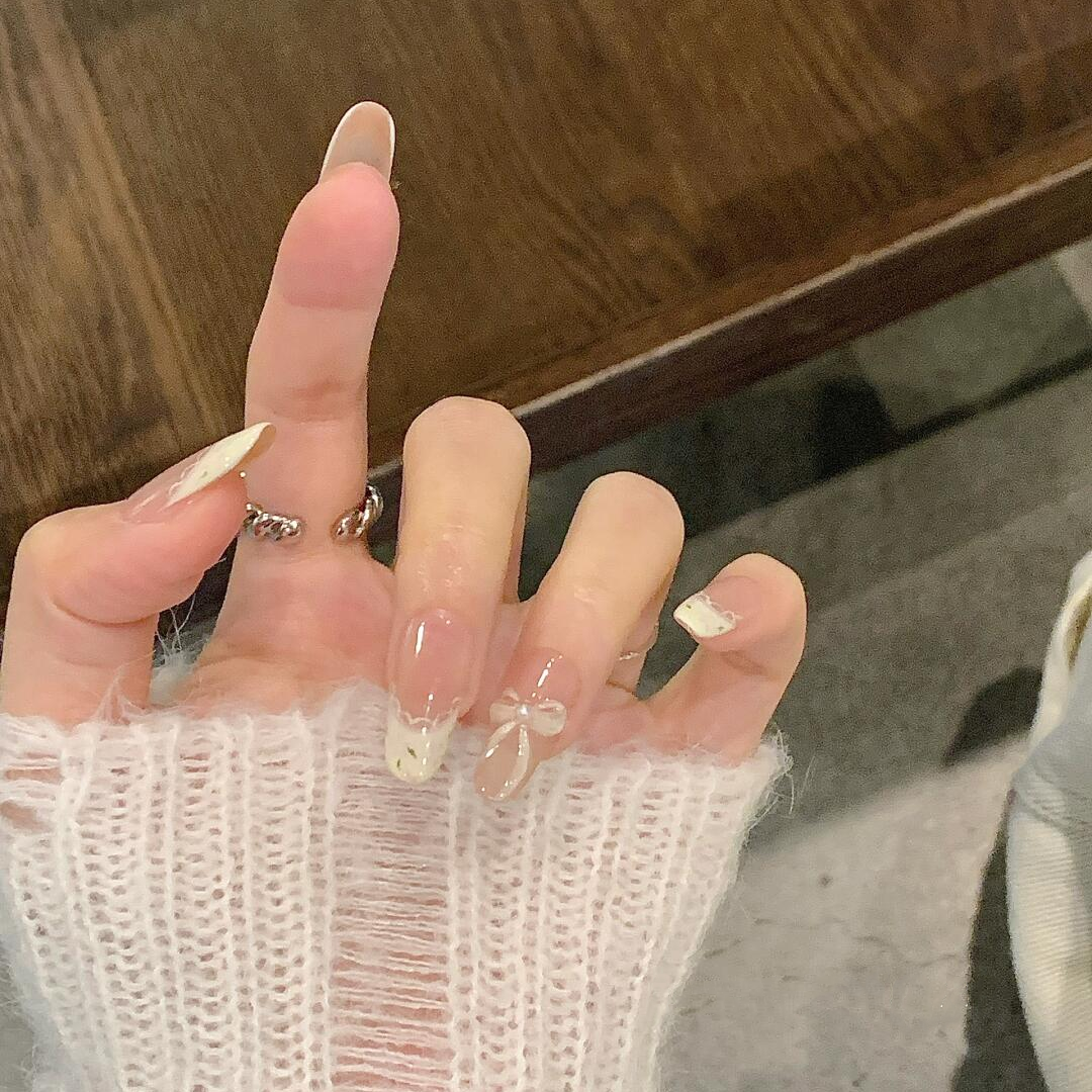 Handmade Ballet French Nail Set - Modomu