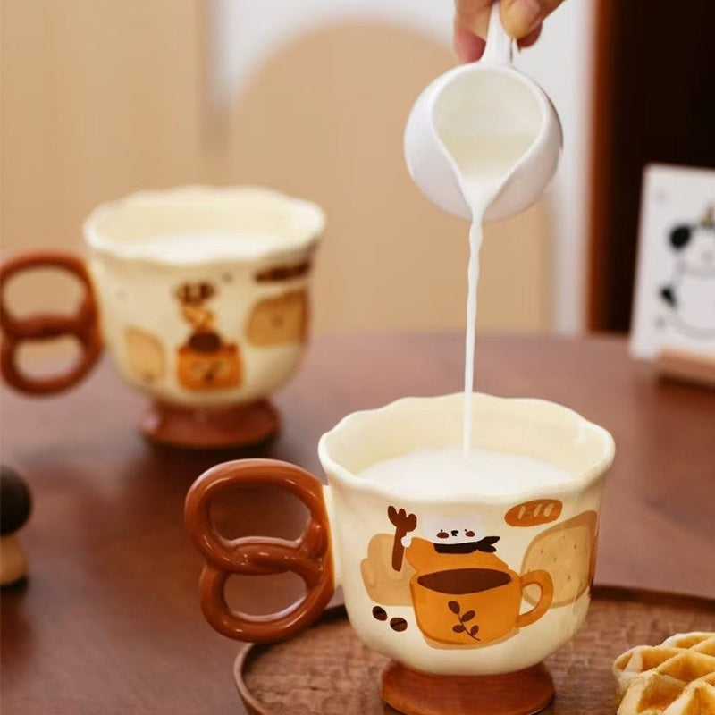 Ceramic coffee mug with illustration