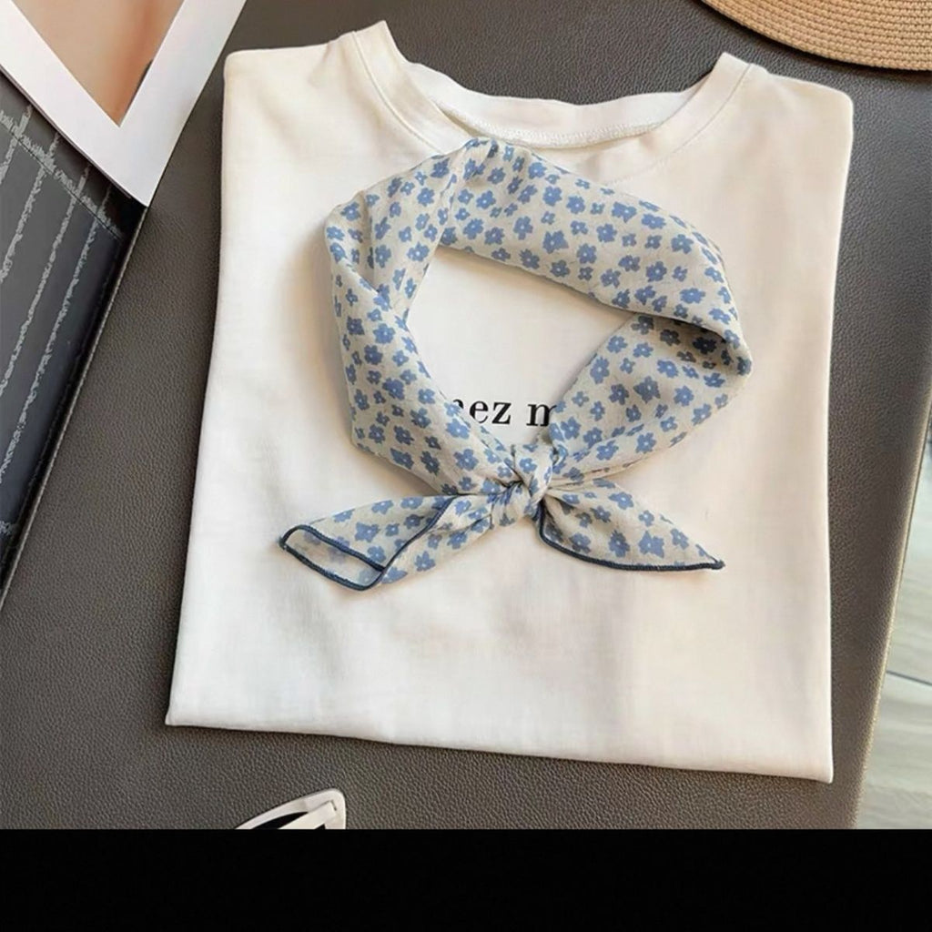 Cotton Linen Floral Square Scarf - Modomu