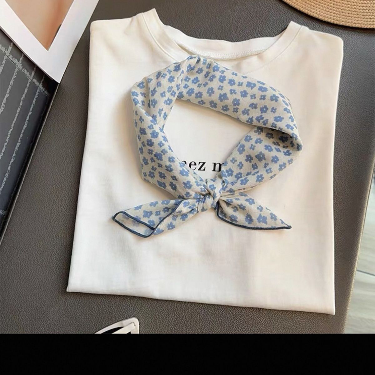 Cotton Linen Floral Square Scarf - Modomu
