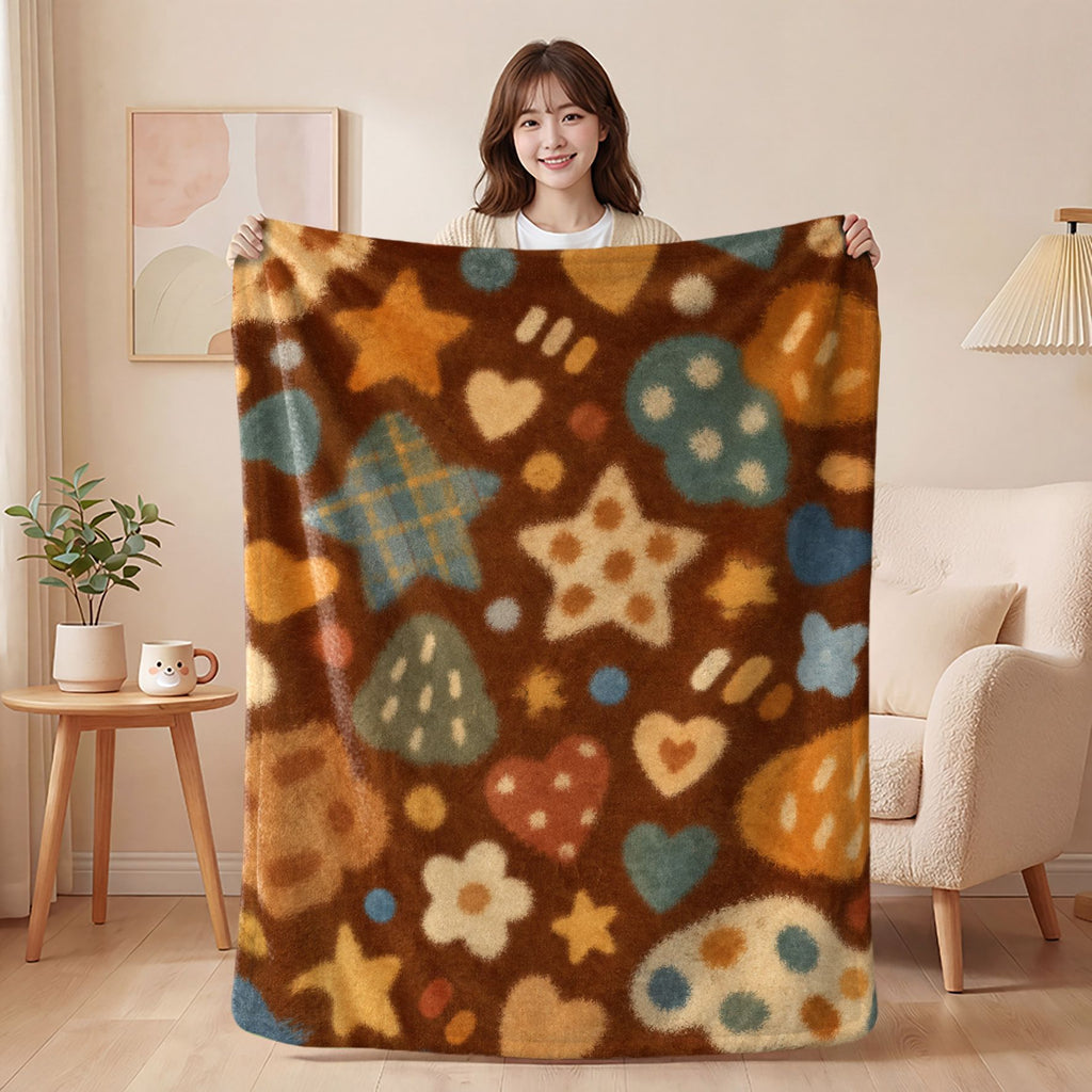 Retro Patchwork Flannel Sofa Throw
