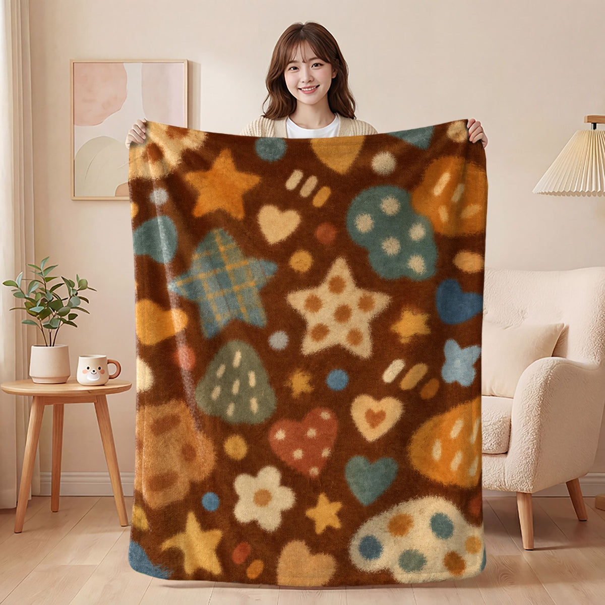 Retro Patchwork Flannel Sofa Throw