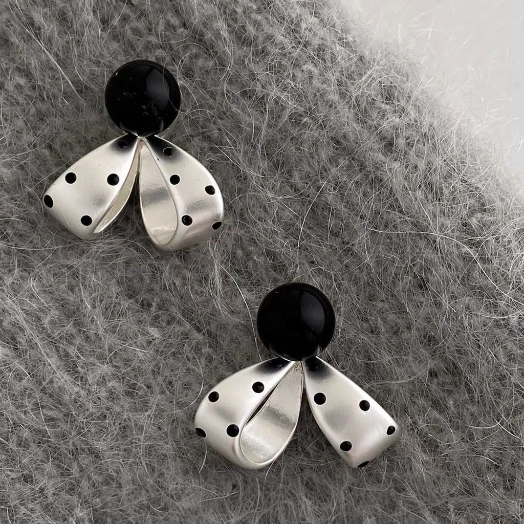 Polka Dot Bow Stud Earrings