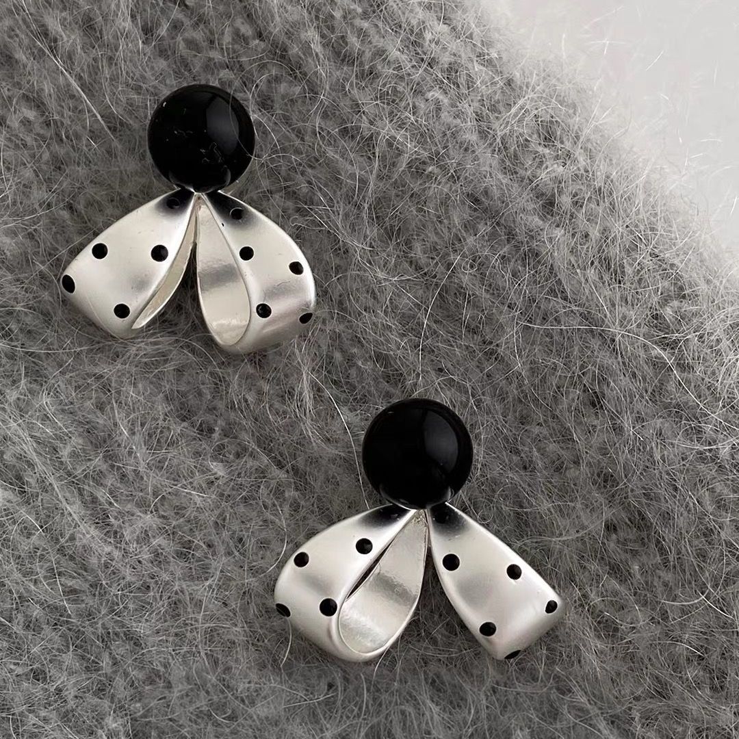 Polka Dot Bow Stud Earrings
