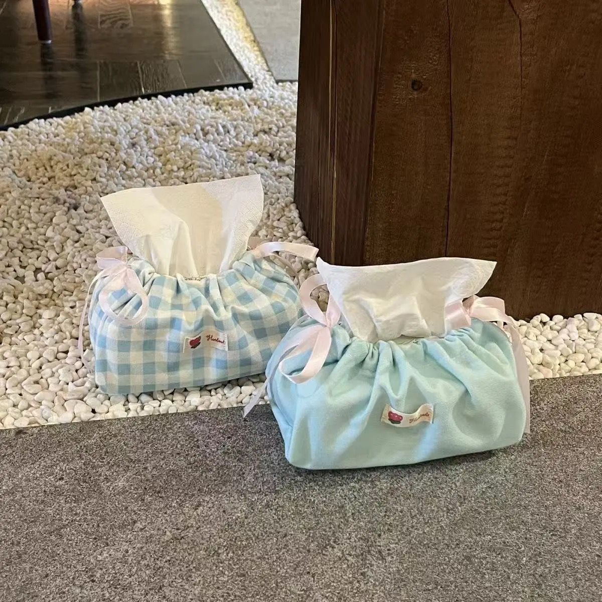 Plaid Desktop Tissue Storage Bag