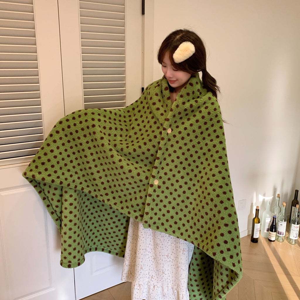 Polka Dot Button Wrap Blanket