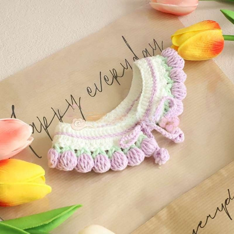 Knitted Pet Scarf Tulip Design