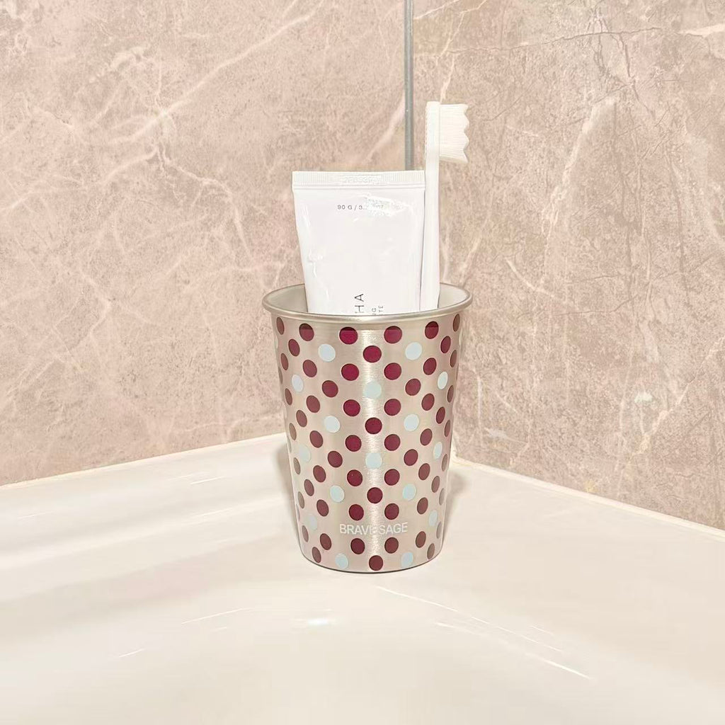 Polka Dot Steel Toothbrush Cup