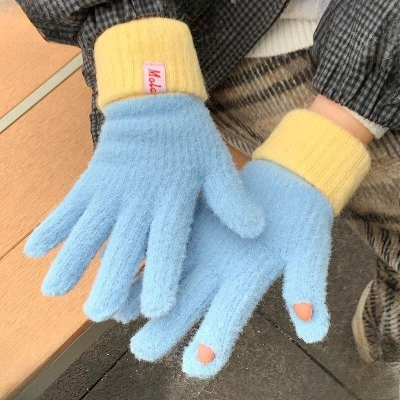 Double knit touchscreen winter gloves