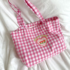 Plaid Canvas Shoulder Tote