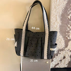 Lace Trim Dotted Tote