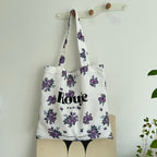 Floral Gingham Canvas Tote