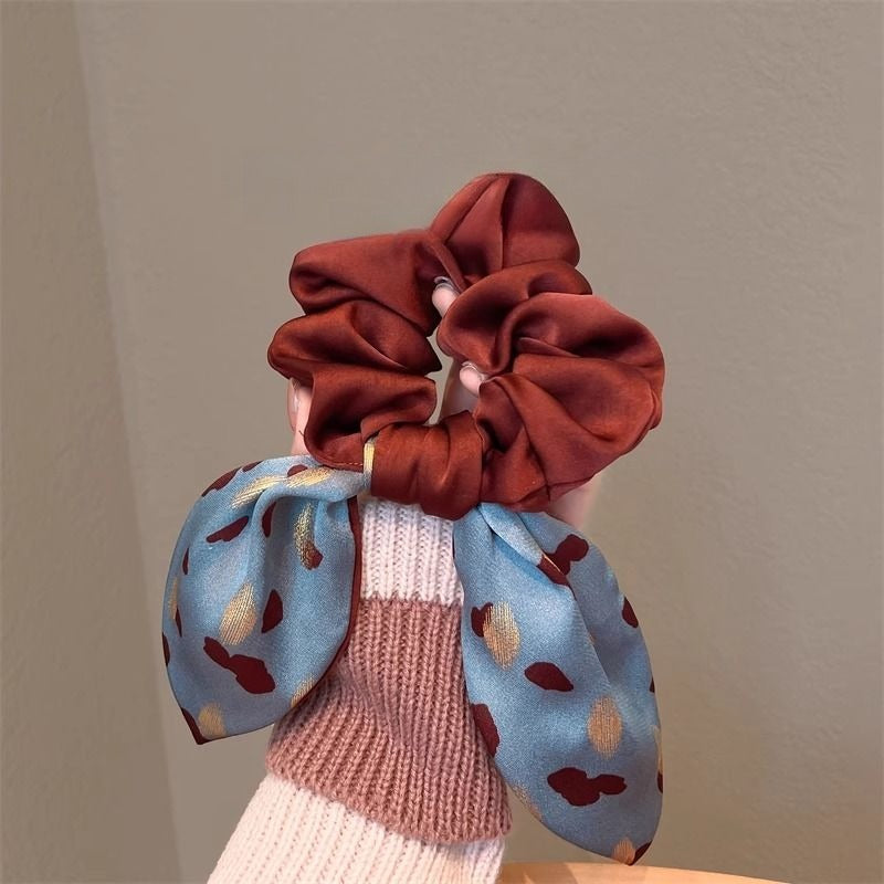Printed Bow Streamer Scrunchie