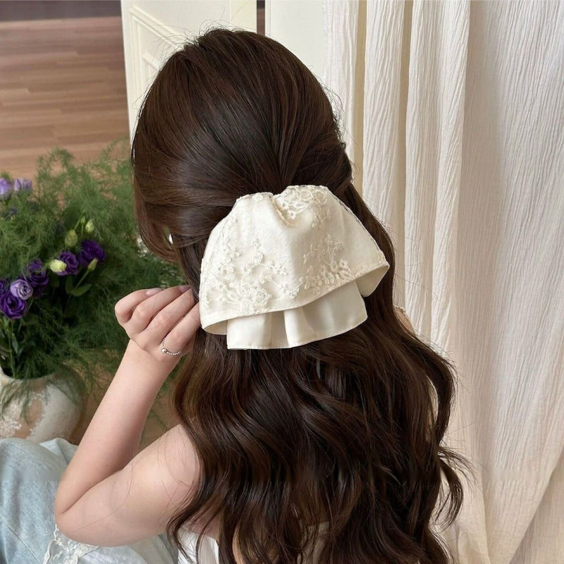 Embroidered Lace Ponytail Clip