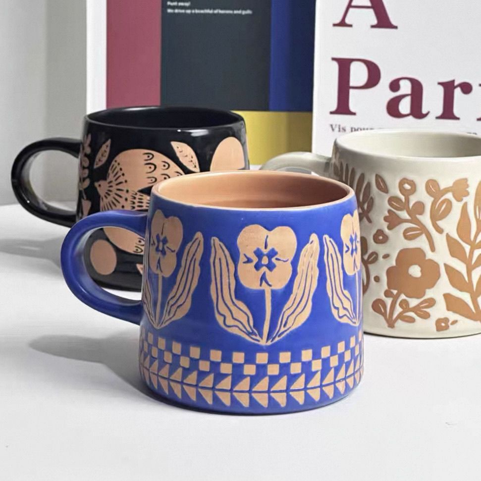 Relief Flower Breakfast Mug
