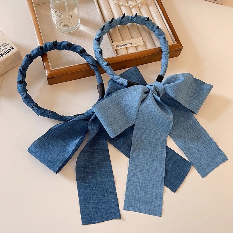 Denim Ribbon Twist Headband