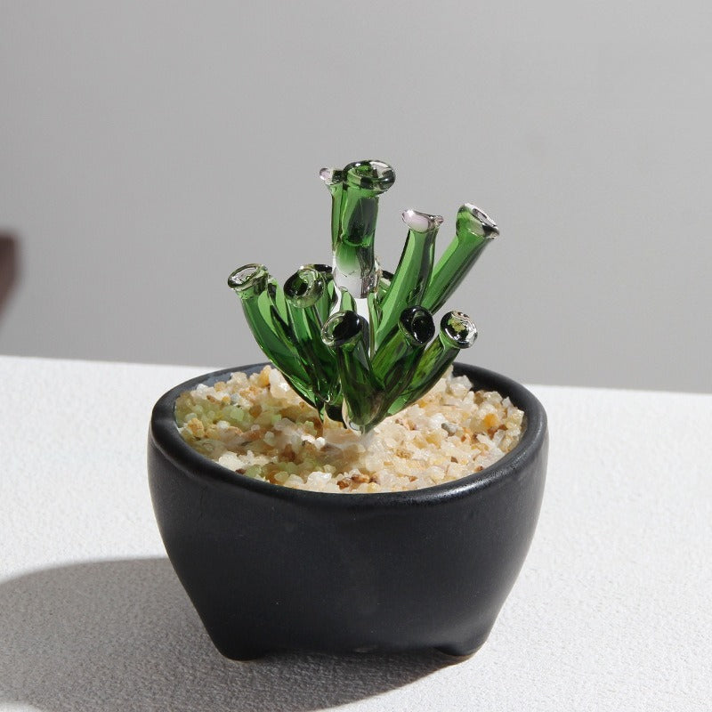 Glazed Cactus Glass Desk Ornament - Modomu