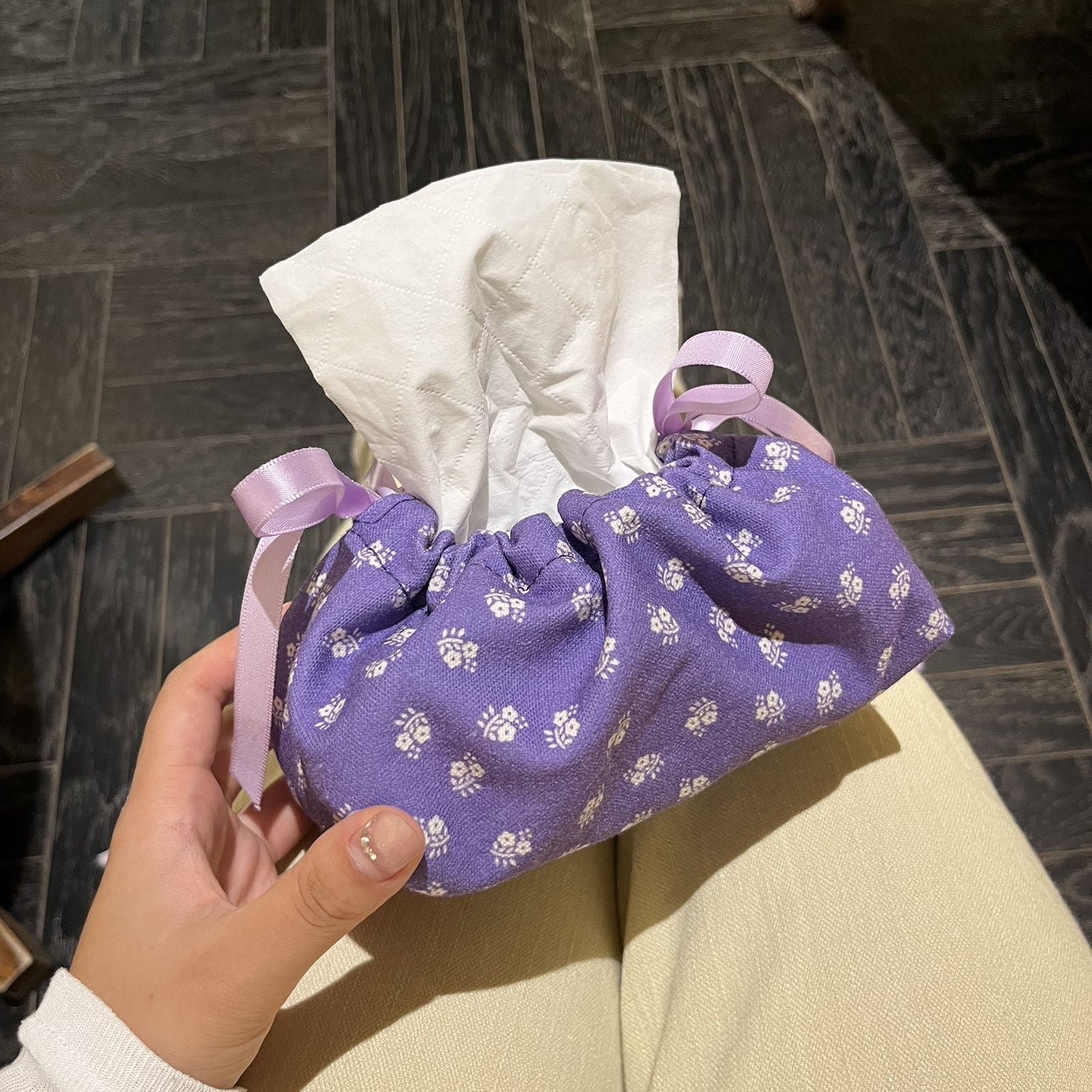 Polka Dot Drawstring Tissue Bag - Modomu