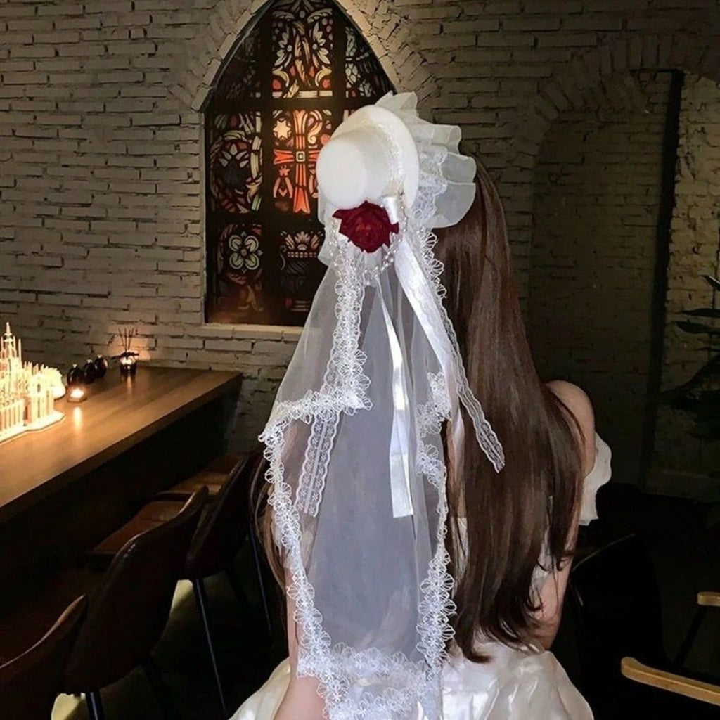 Rose Veil Bonnet Fascinator