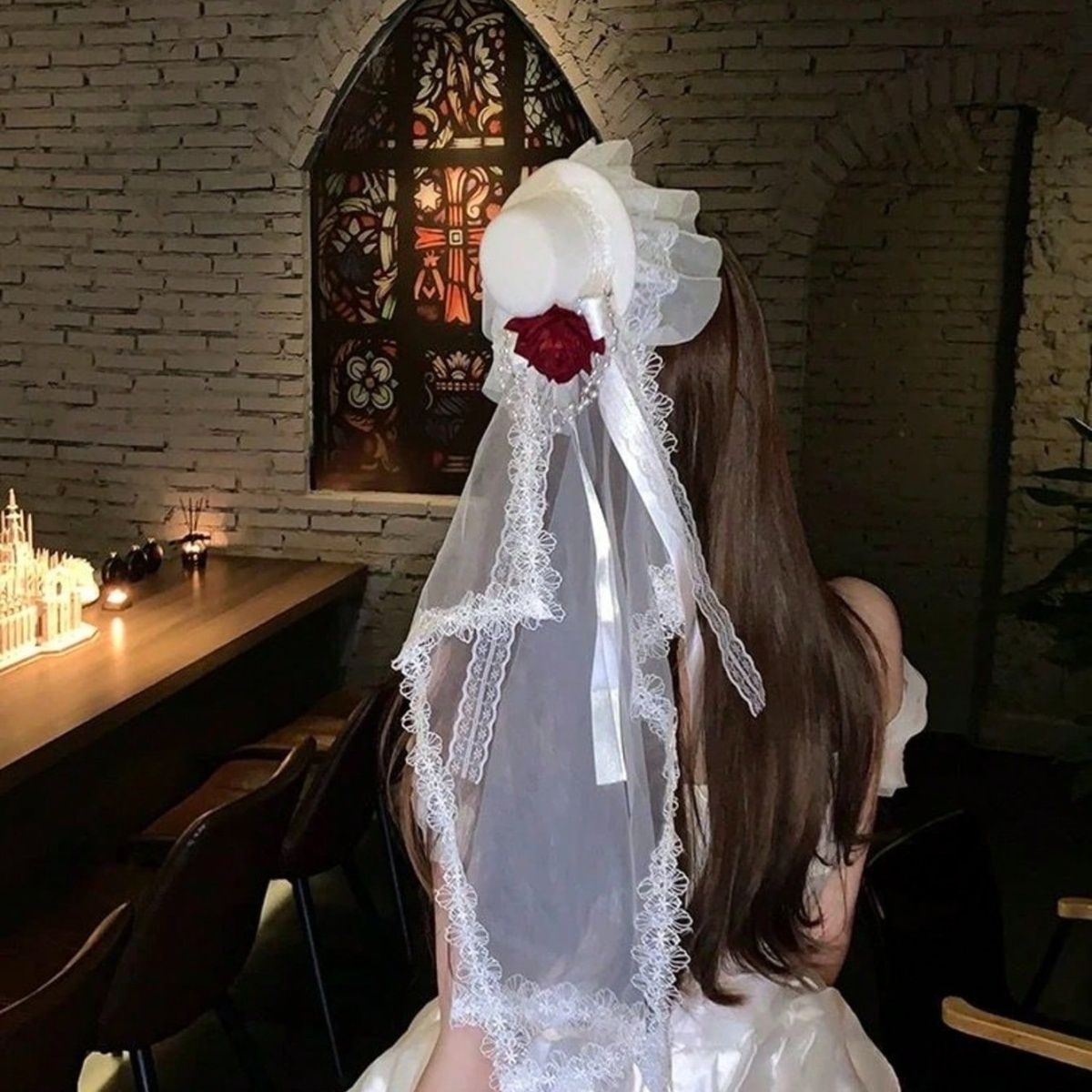 Rose Veil Bonnet Fascinator