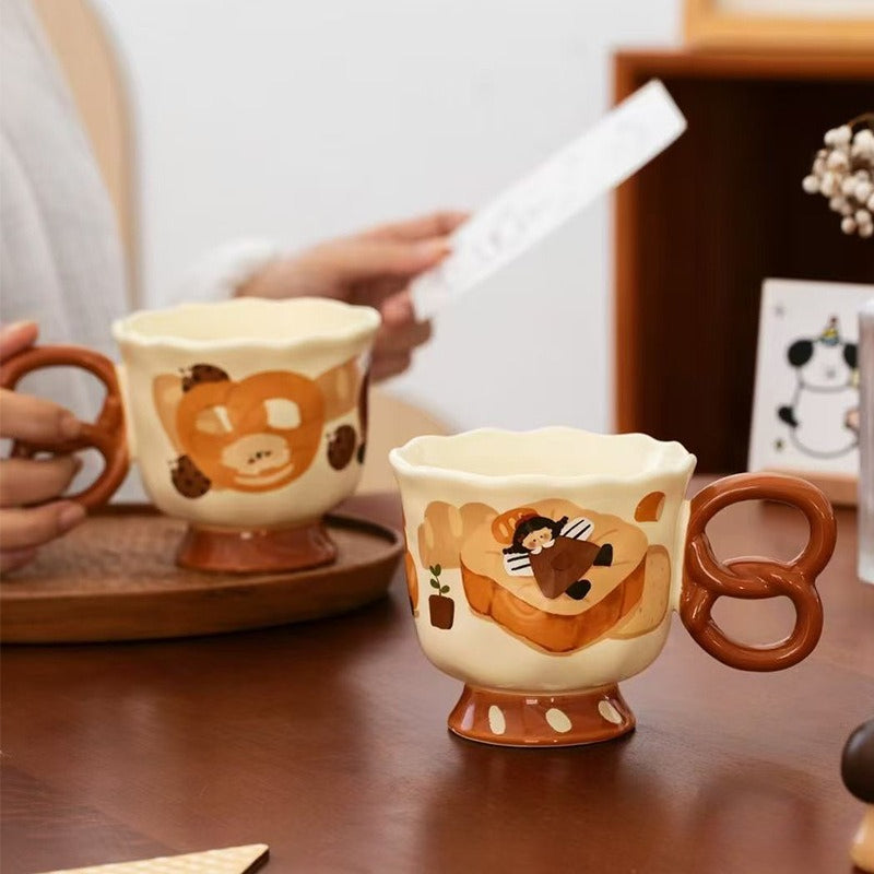 Ceramic coffee mug with illustration