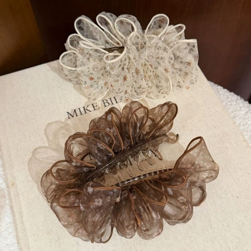 Ruffled Floral Banana Clip